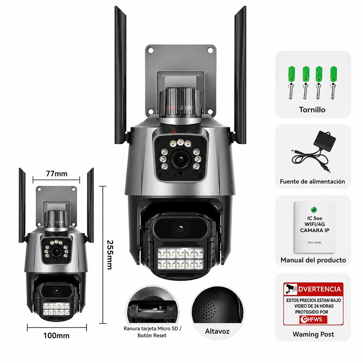 Camaras Vigilancia Exterior Doble Lente