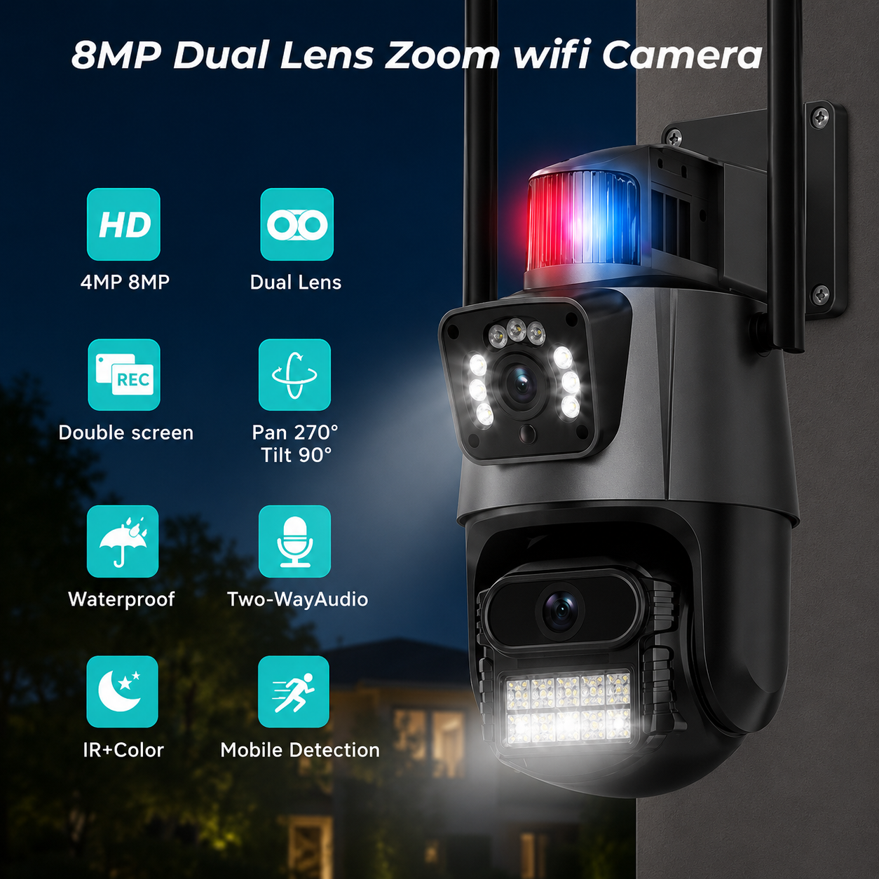 Camaras Vigilancia Exterior Doble Lente