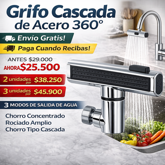 Grifo Cascada de Acero 360°