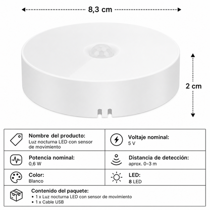 Luz Led Nocturna con Sensor Movimiento